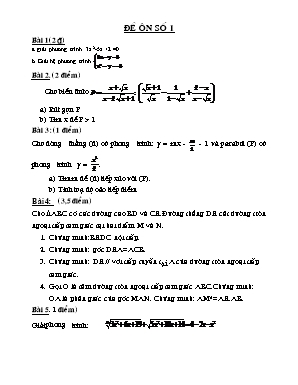 20 Đề ôn thi vào Lớp 10 THPT môn Toán